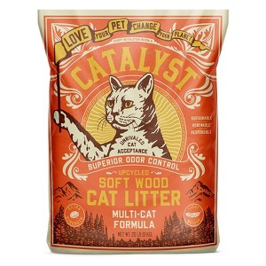 Catalyst Upcycled Natural Soft Wood Cat Litter Odor Control Deodorizing Clumping Dust Free Multi Cat Formula, 20 Pounds - 1 of 2