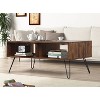 Camila Wood Coffee Table Dark Brown - Summerland Home: Acacia Veneer, Black Metal Hairpin Legs, 2 Open Shelves - 2 of 4