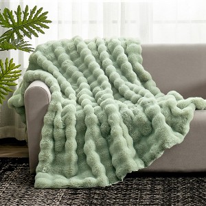 Cozy Bliss Faux Fur Throw Blankets, Plush Fuzzy Soft Thick Bubble Blanket for Sofa, Bedroom, Living Room - 1 of 4