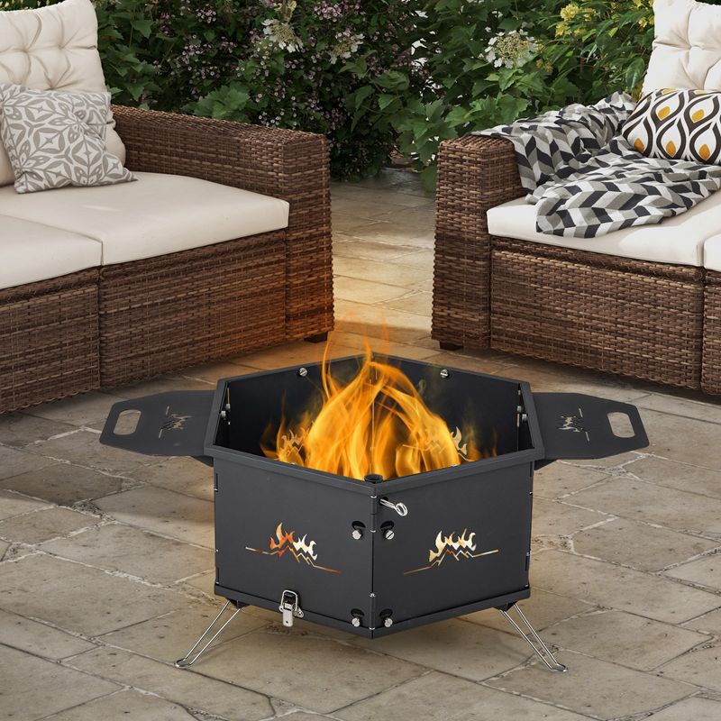 Costway Portable Charcoal Grill Stove with 360° Rotatable Grill Foldable Body & Legs Black, 4 of 11