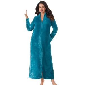 Dreams & Co. Plush Zip-Front Robe - 1 of 4