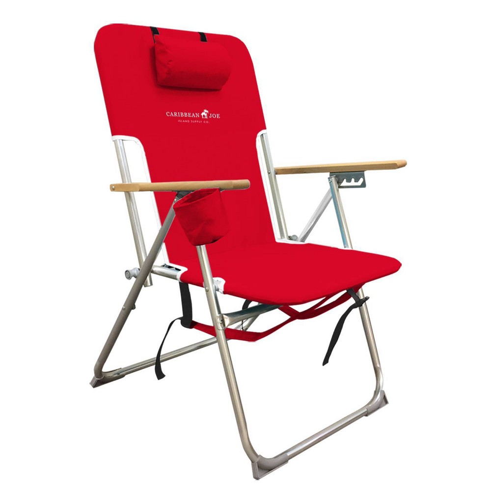 Caribbean Joe High Weight Outdoor Portable Beach Chair - Red