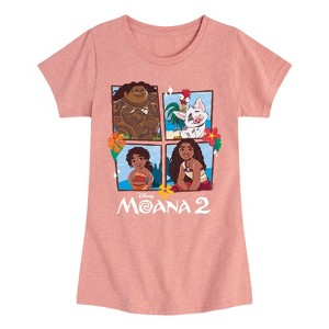 Girls' - Moana - Simea Hei Hei Pua and Maui Grid Fitted Short Sleeve Graphic T-Shirt - 1 of 4