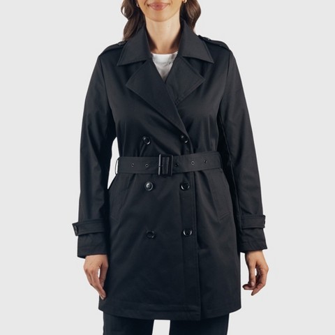 Женские куртки Alpine Swiss Siena Womens Rain Jacket Waterproof Trench Coat Lightweight Raincoat Double Breasted Peacoat Overcoat BLK MED