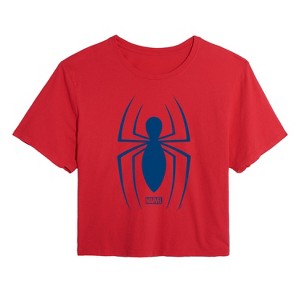 Women's - Marvel - Spider-man Logo Cropped Graphic T-Shirt - 1 of 4