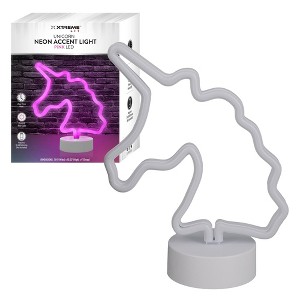 Xtreme Unicorn Neon Pink LED Tabletop Sign with Holder Base, Battery Powered, 4 Hour Timer - 1 of 4