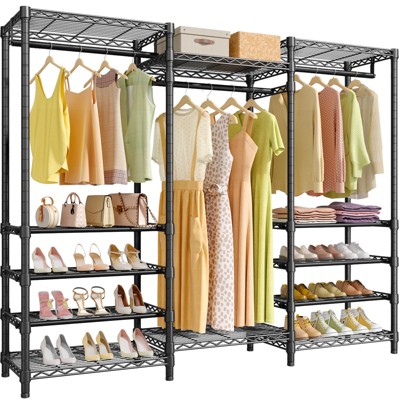 Vipek S3c Heavy Duty Portable Closet With Adjustable Shoe Rack Wire Shelf,  Custom Black Rack With Grey Cover : Target