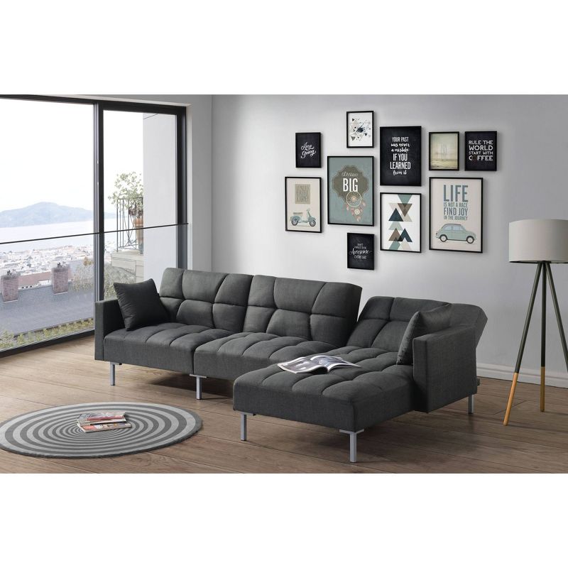 107&#34; Duzzy Sectional Sofa Dark Gray Fabric - Acme Furniture, 3 of 9