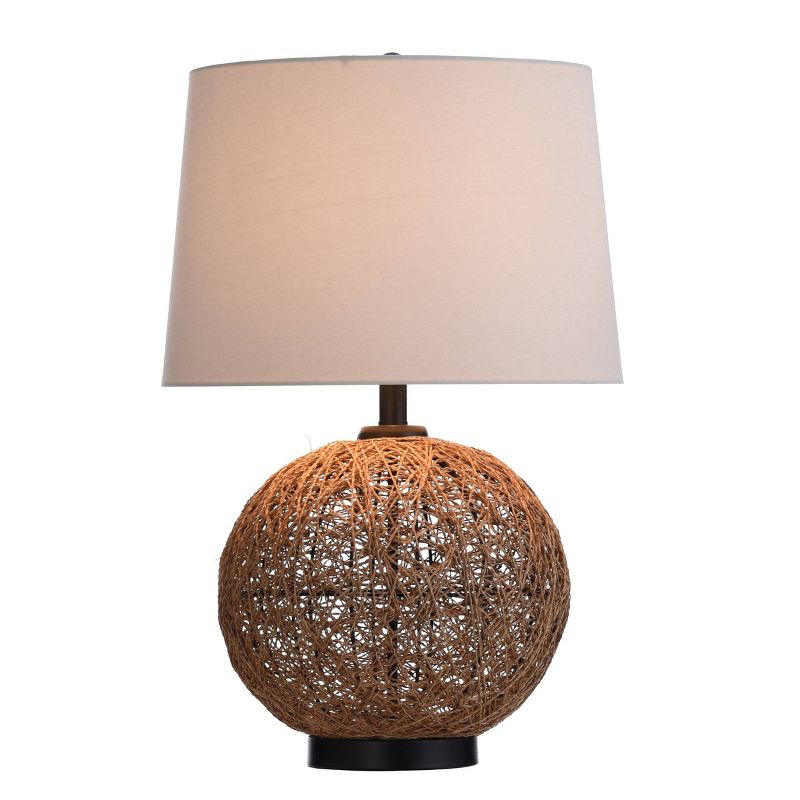 Woven Natural Rattan Ball Table Lamp with Bronze Base - StyleCraft, 3 of 8