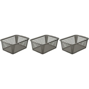 YBM HOME Plastic Perforated Storage Basket Bin Office Drawer, Shelf Desktop CountertopTray Organizer 32-1184, Pack of 3 - 1 of 4