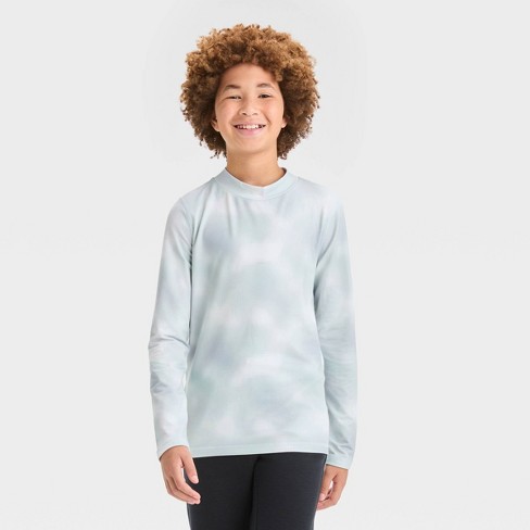 Boys' Long Sleeve Fitted Performance Mock Neck T-shirt - All In Motion™  Light Gray Xl : Target