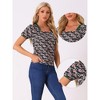 Allegra K Women's Floral Peasant Square Neck Contrast Frill Trim Chiffon Blouse - 2 of 4