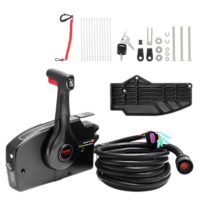 VEVOR Boat Throttle Control, 881170A13 Side-Mounted Outboard Remote Control Box, Marine Throttle Control Box, 16.6 ft Harness 14 Pin, and Lanyard