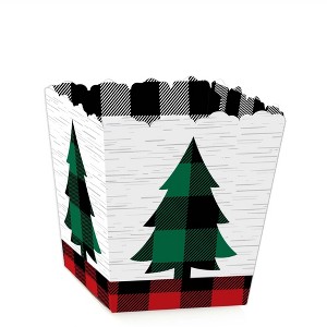 Big Dot of Happiness Holiday Plaid Trees - Party Mini Favor Boxes - Buffalo Plaid Christmas Party Treat Candy Boxes - Set of 12 - 1 of 4