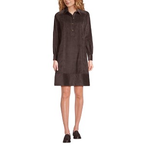 Lands' End Women's Wide Wale Cord Popover Long Sleeve Shirt Dress - 1 of 4