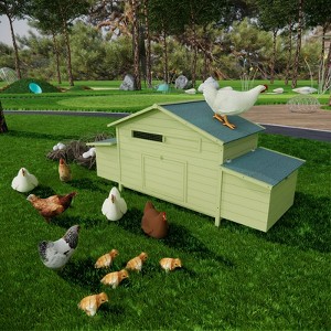 Kumasinova Large 11.12 Sq Ft Outdoor Chicken Coop,67.7" Poultry House with 2 Nesting Boxes,Wooden Poultry Cage with Chicken Run&Free-Range Doors - 1 of 4