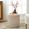 KINWELL Round Upholstered Pouf Ottoman Footrest - 3 of 4