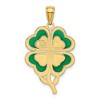 Black Bow Jewelry 14k Yellow Gold & Green Acrylic Four Leaf Clover Pendant, 19mm - 3 of 4