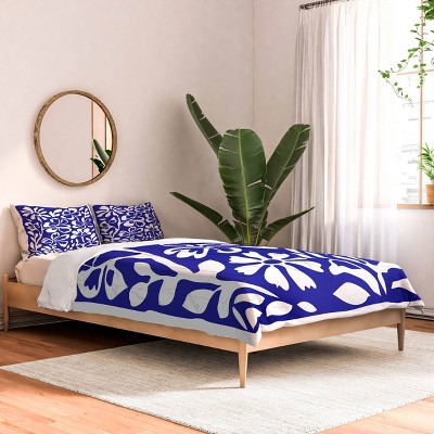 Deny Designs 3pc Full/Queen DorisciciArt Indigo Boho Floral Comforter and Pillow Sham Set Blue: Abstract Microfiber Bedding — фото 2