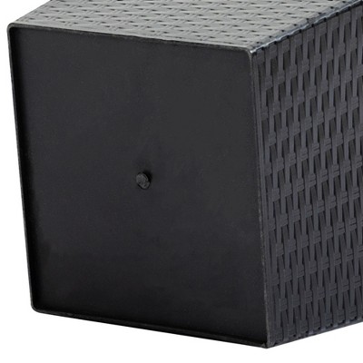 Set of 3 Black Tall Rattan-Style Plastic Planters