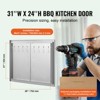 VEVOR BBQ Access Door,31W x 24H Inch Double Outdoor Kitchen Door,Stainless Steel Flush Mount Door, Double Wall Vertical Door with Handles and Hooks - 3 of 4