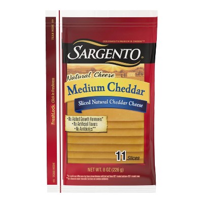 Sargento Natural Medium Cheddar Sliced Cheese - 8oz/11 slices