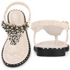 Perphy Women's Rhinestone Elastic T-Strap Dressy Slip Flat Bohemian Flip Flop Sandals - 4 of 4