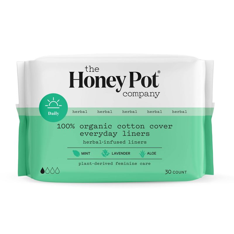 The Honey Pot Company, Herbal Pantiliners, Organic Cotton Cover - 30ct, 1 of 17