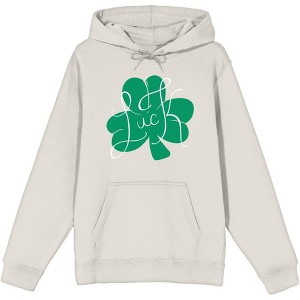 St Pats Luck Clover Long Sleeve Adult Hooded Sweatshirt - 1 of 2