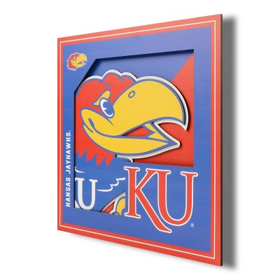 NCAA Kansas Jayhawks 3D Logo Series Wall Art - 12"x12"