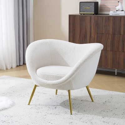 Modern Accent Chair for Living Room, Lounge Chair for Bedroom with Gold Metal Legs, Vanity Chair for Makeup Room-Christopher Knight Home
