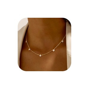 Turandoss Gold Choker Necklace for Women - Dainty Flower Cubic Zirconia Charm Necklace Non Tarnish, Wedding Prom Bridesmaids Jewelry Gifts, 15+2.5In - 1 of 4