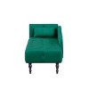 60.6" Velvet Chaise Lounge (Left Arm) - Tufted Button & Nailhead Trim Design with Solid Wood Legs & Included Pillow, 300lb Capacity - 2 of 4