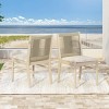 Coolbibila ModernWood Acacia Dining Chair,Beige Fabric Upholstered Dining Room Chair,Woven Rope Back Patio Outdoor Dining Chair - 2 of 4