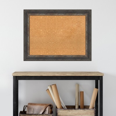 Rustic Charred Wood Framed Natural Cork Bulletin Board
