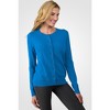 JENNIE LIU Women's 100% Cashmere Button Front Long Sleeve Crewneck Cardigan Sweater - 2 of 4
