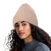 Anna-Kaci Women's Ribbed Knit Beanie Hat with Satin Lining and Folded Cuff - 2 of 4
