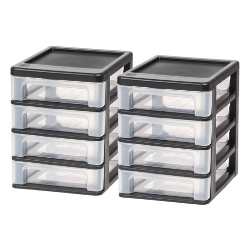 IRIS 2pk Wide 3 Drawer Plastic Storage Chests