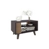 HTUTWOO Rectangular Coffee Table Cocktail Table, 1 Door, 2 Shelves Black Wengue & Natural Oak With Open Storage Shelf For Living Room - 2 of 4