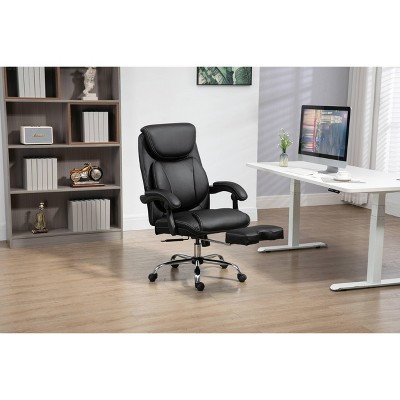 Vynxaria Big and Tall Office Chair PU Leather 360° Swivel 90°-135° Recline with Footrest Ergonomic Adjustable High Back, Black