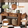 55" Console Table, Rustic Wooden Entryway Table with Storage Drawers and Open Shelf, Elegant Sofa Table for Hallway and Living Room (Brown) - 4 of 4