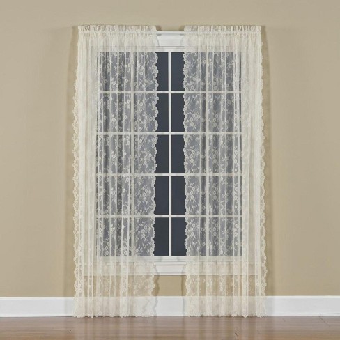 Saturday Knight Ltd Petite Fleur Collection High Quality And Lace Fresh Flowers Window Panel - Ivory - image 1 of 3