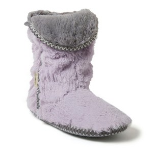 Dearfoams Women's Beth Faux Fur Fold Down Fuzzy Bootie House Slipper Boot - 1 of 4