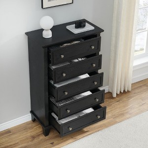 Zstar 5-Drawer Tall Dresser,48" Vintage Wood Chest with Storage for Bedroom, Hallway & Closet - 1 of 4