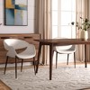 HomeRoots Set of Two Beige and Brown Upholstered Faux Leather Open Back Dining Arm Chairs - 2 of 4