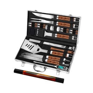Itopfox 30pcs BBQ Grill Tool Set for Men Dad, Heavy Duty Stainless Steel Grill Utensils Set with Thermometer, Mats in Aluminum Case for Fathers Day - 1 of 4