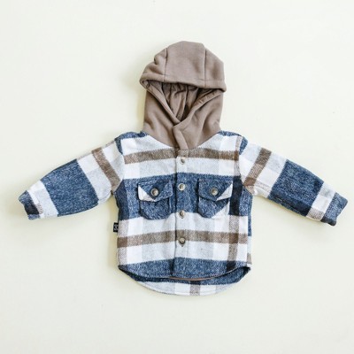 Kids Everest Flannel Long Sleeve Hooded Jacket - Olive + Scout