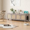 Lirago Double Hidden Cat Litter Box Enclosure Furniture Cabinet with Rattan Doors Two Entries for Two Cats Large Space Odor Control Modern Style - 2 of 4