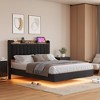 loating Upholstered Platform Bed Frame with Lights & Charging Station – Linen Fabric, No Box Spring Needed - 3 of 4