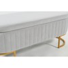 Sapphtopaz Modern Oval Storage Bench with Tufted Velvet Upholstered Vanity Stool with Metal Leg Bedroom End of Bed Bench for Living Room,Bedroom - 4 of 4